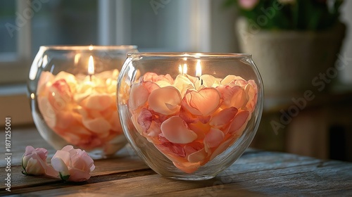 Romantic heart shaped candles with warm light for love and valentine concept