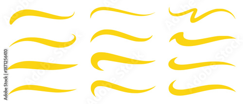 Collection of Yellow Underline Swishes and Swooshes for Emphasis and Design