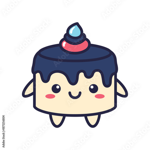 Cute Cartoon Cupcake Illustration