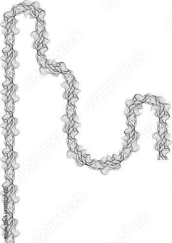 Long zigzag path defined by flowing lines creating alternating directional movement.