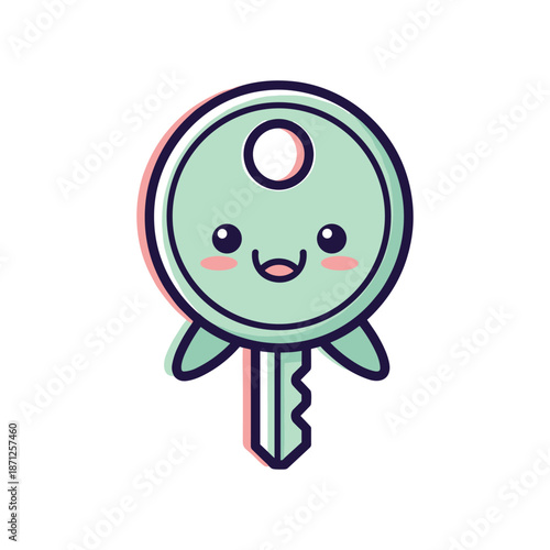 Cute Cartoon Key Illustration with Smiling Face