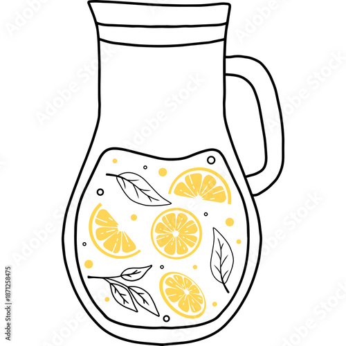 Pitcher of Lemonade with Citrus Slices and Mint Leaves