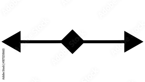 Simple black bidirectional arrow symbol graphic element indicating contrast, movement, opposition, or dual direction flow between two points on a white canvas background.