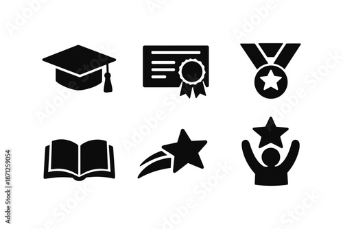 Education silhouettes: graduation, awards, and achievement concepts
