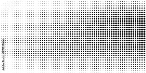 Dotted halftone gradient texture. Fading polka dot background. Repeated dots gradation pattern background. Black vanishing comic pop art overlay backdrop. Halftone raster effect wallpaper. Vector