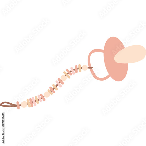 Pink Pacifier with Floral Bead Clip