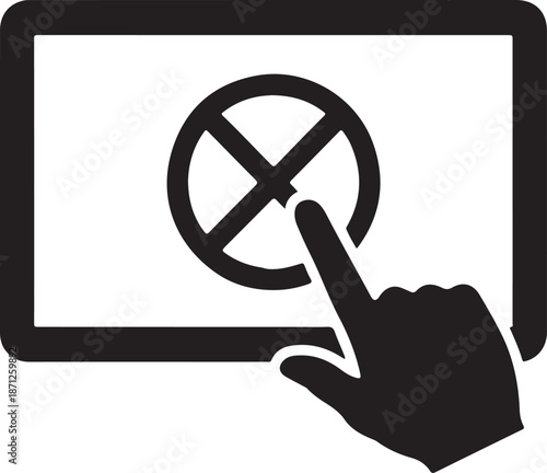 Hand Touching Prohibited Sign on Digital Screen