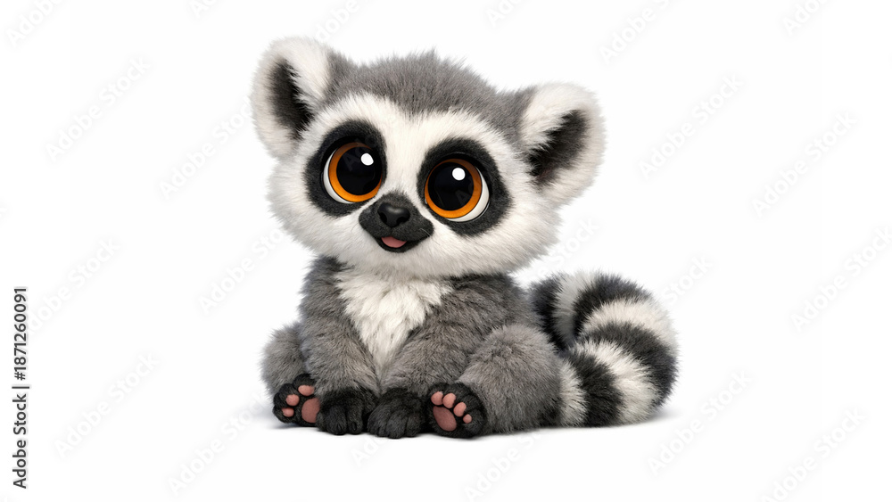 Fototapeta premium cute baby lemur with big eyes and fluffy tail