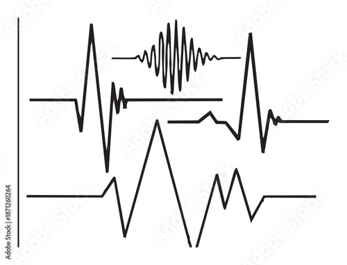 Black waveform patterns white signal graph