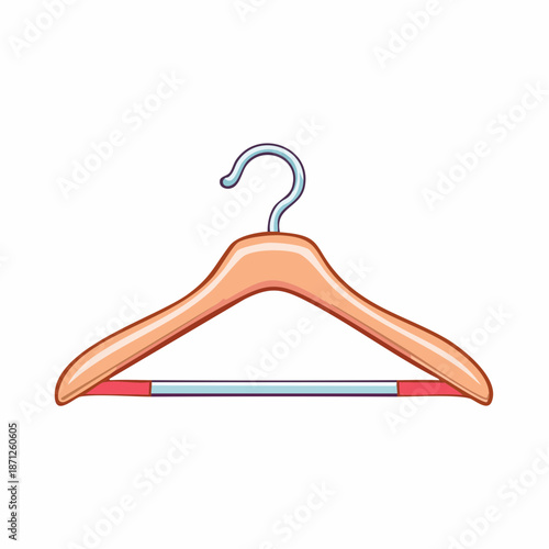 Wooden Clothes Hanger: A detailed illustration of a classic wooden clothes hanger, showcasing its elegant design.