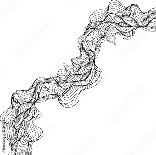 Abstract maze configuration composed of interwoven flowing lines creating layered organic pathways and directional rhythm.