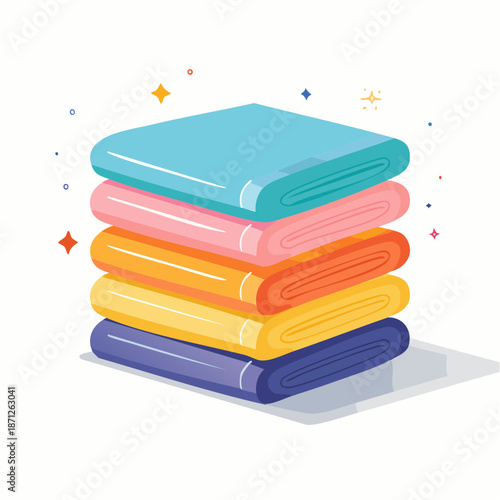 Stacked Linen: A neat stack of folded linen towels in vibrant hues, exuding freshness and cleanliness, ready for use.