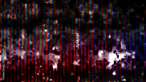 Effects such as noise and glitches. Image of a broken LCD screen.
