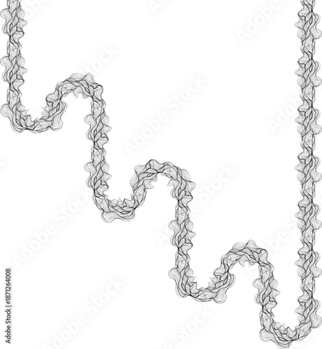 Diagonal path composed of rounded wave lines forming a continuous directional flow.