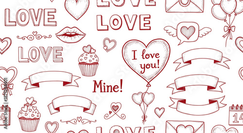 Valentine's Day Love Heart Patterns for Romantic Greeting Cards, Web Design, and Sweet Gifts