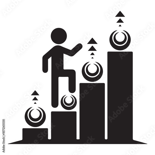 Stepwise Business Growth Concept with Progress Levels and Upward Movement
