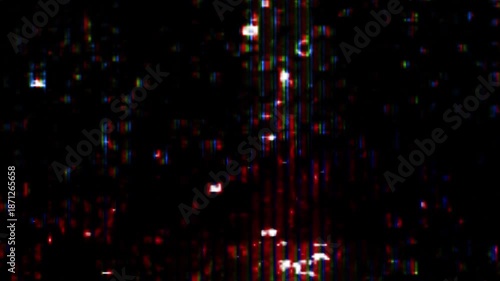 Effects such as noise and glitches. Image of a broken LCD screen.
