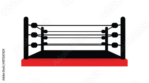 A simple boxing ring illustration with a red platform a striking silhouette
