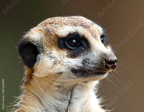 Close-up of a Meerkat Looking Alert and Focused.