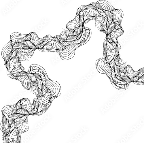Single line path defined by rounded wave curvature and continuous directional flow.