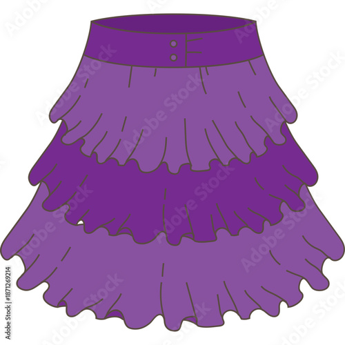 Purple tiered ruffled skirt illustration