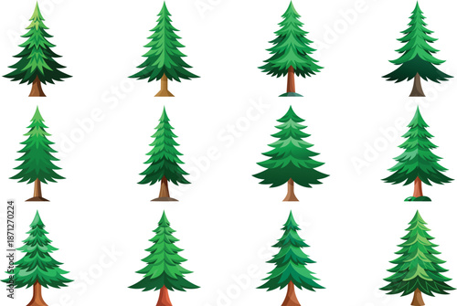 Botanical Plant and Flower Illustration Bundle Featuring Tropical Leaves, Succulents, Cactus, Ferns and Floral Elements, Nature Inspired Flat Vector Icons Isolated on White Background