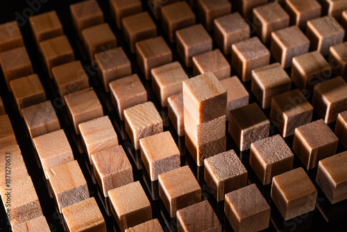 One 3 stacked Wooden Block in Ordered Structure