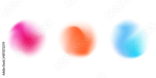 Set color circle gradient noise gradation. Abstract colorful watercolor blur mesh on isolated transparent background. Circle shape png