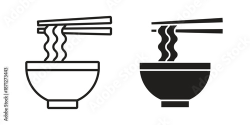 Ramen icons symbol, logo illustration. Vector graphics set