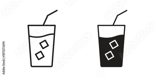 Refreshing cold drink icons symbol, logo illustration. Vector graphics set