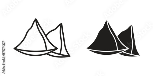 Samosa icons symbol, logo illustration. Vector graphics set