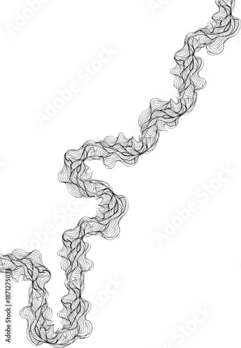 Square maze composition built from rounded wave lines forming enclosed paths.