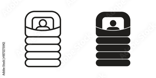 Sleeping bag icons symbol, logo illustration. Vector graphics set