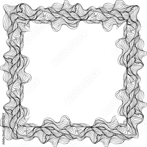 Square outline traced by continuous flowing lines with rounded directional movement.