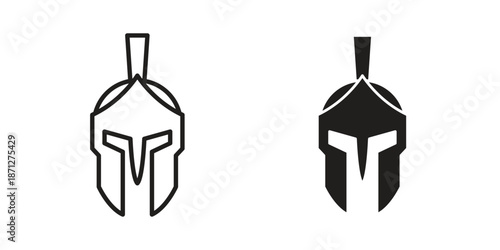 Spartan Helmet icons symbol, logo illustration. Vector graphics set