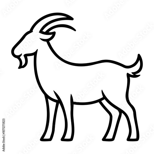 Minimalist Black and White Goat Line Art Illustration for Farm Animal Branding Design