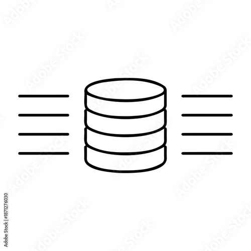 Minimalist Line Art Database Icon Representing Digital Data Storage and Cloud Computing