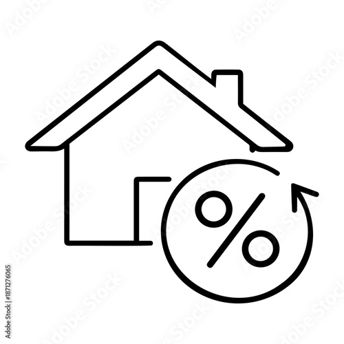 Mortgage Refinancing Icon Representing Home Loan Interest Rates and Real Estate Finance