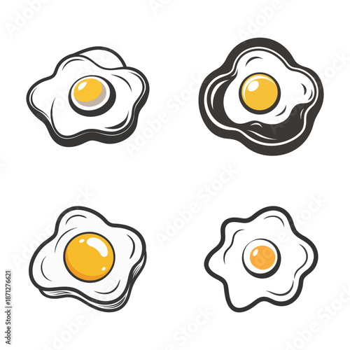 Collection of Hand-Drawn Fried Egg Illustrations
