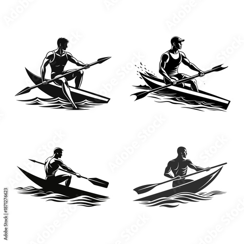 Dynamic Kayaking and Canoeing Paddlers Collection