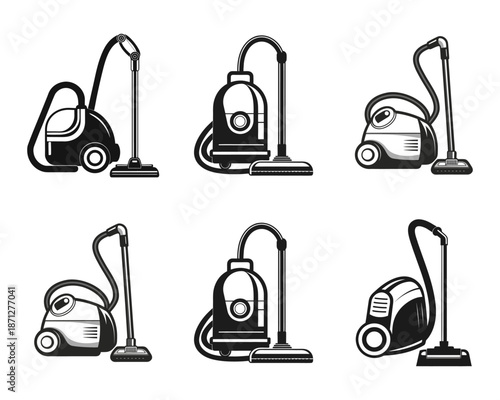 Monochrome Collection of Vacuum Cleaner Icons