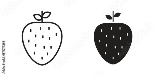 Strawberry icons symbol, logo illustration. Vector graphics set