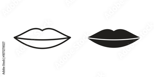Thin lips icons symbol, logo illustration. Vector graphics set