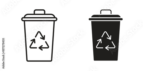 Trash compactor icons symbol, logo illustration. Vector graphics set