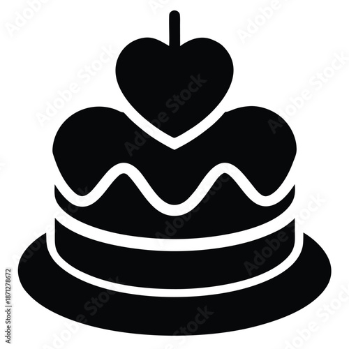 cake with heart topper vector icon