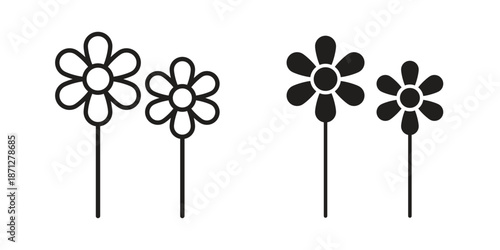two flowers icons symbol, logo illustration. Vector graphics set