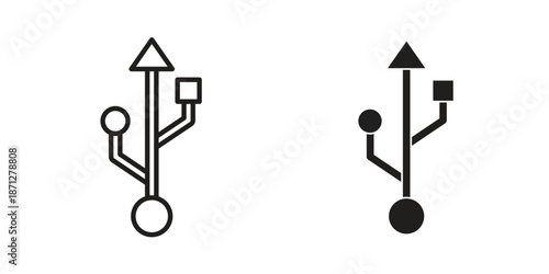 USB connection icons symbol, logo illustration. Vector graphics set