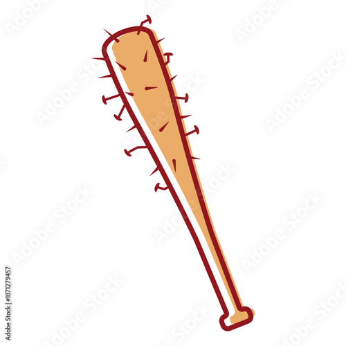 Spiked Wooden Bat Vector Illustration Isolated