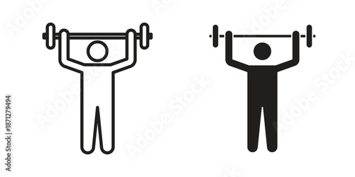 Weightlifter icons symbol, logo illustration. Vector graphics set