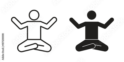 Yoga posture icons symbol, logo illustration. Vector graphics set